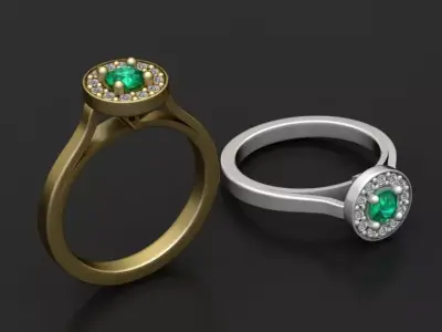 emerald diamond ring 3D print model