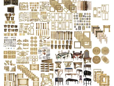 Collection Of 500 Classic Elements Low-poly 3D model
