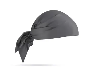 Headwrap Black Bandana - cotton pirate headscarf cap 3D model