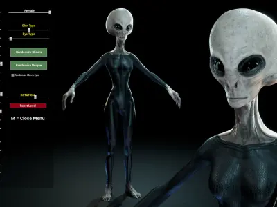 Alien - Grey - Unreal Engine Low-poly 3D model