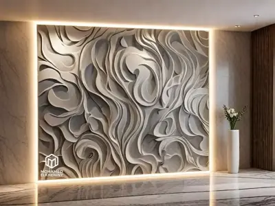decor set wall panel wall relief mural CNC 49 3D model