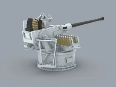Boffin 40mm Bofors Low-poly 3D model