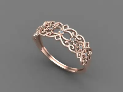 Women Ring Diamond Stone STL 3DM Lightweight Printable 3D print model 57