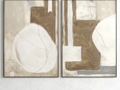 Plaster Two Photo Frame 58 Low-poly 3D model