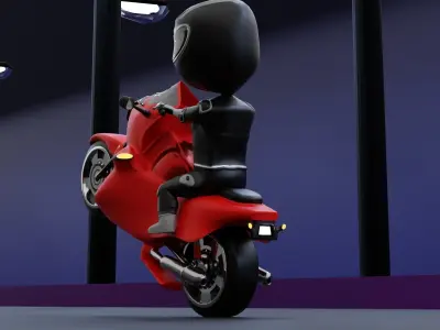 Chibi Biker Low-poly 3D model