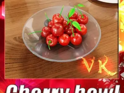 Cherries in Glass Bowl High Res 3D model
