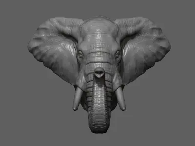 Elephant head bust 3D print model