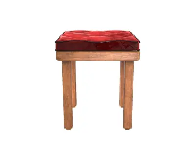 Stool red velvet 3D model