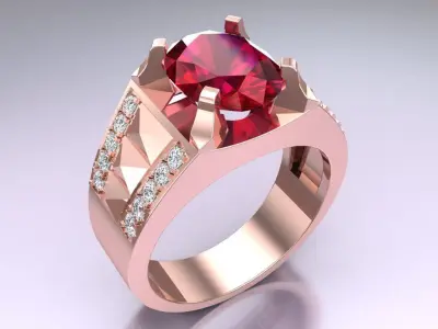 Diamond Rings - Mens Ring - N1444 3D print model