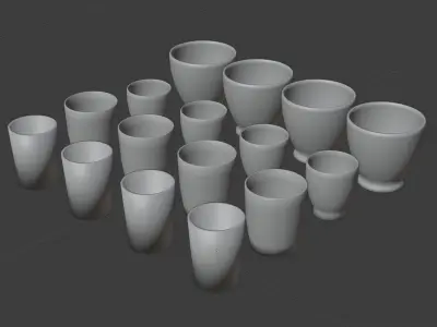 A Pack of Mugs Free low-poly 3D model