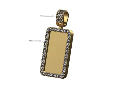 Diamond bail rectangular memory pendant 3D print model