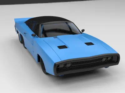 Dodge Charger six-wheeled concept 3D model