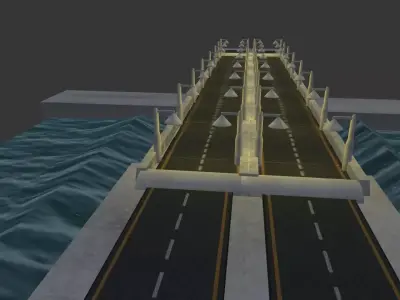 Low Poly Bridge over water Low-poly 3D model