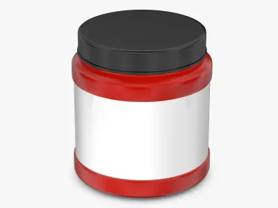 Red Jar with Label and Cover 3D model