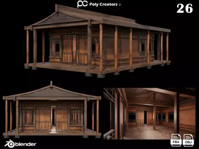 Medieval Houses 26- 4K Textures Game Ready Low-poly 3D model