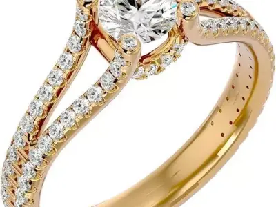 Modern Round Cut Engagement Ring Jewelry 3D print model