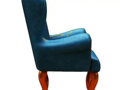 Armchair wing chair Low-poly 3D model