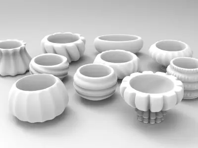 10 Cute Geometric 3D Printing Planter Set  3D Model Collection