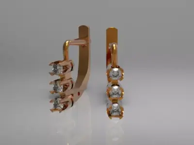 earrings two diamond in rose gold Free 3D print model