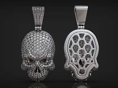 Iced Out Skull Pendant for High End Hip Hop Jewelry 3D print model