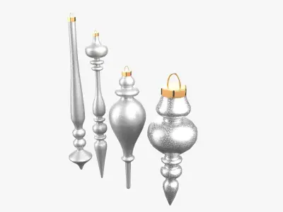Christmas Tree Ornament Set11 - Blue White Low-poly 3D model