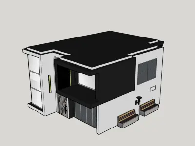 Architectural 3D model front of modern house 3D model