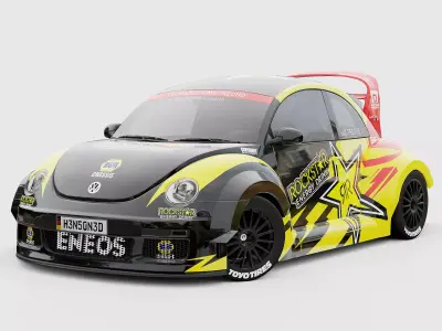 VW Beetle RSi 2003 Rally Livery Rigged 3D model