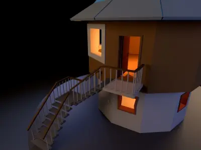 Mushroom House Low-poly 3D model