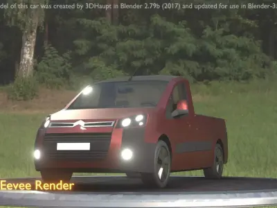 City Car 91 Utility Vehicles Van Pickup 1500 Type-D Brown Low-poly 3D model