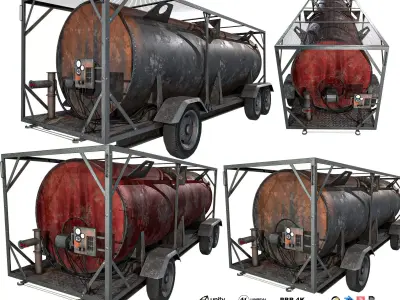 Portable Fuel Tank 3 Pack Low-poly 3D model