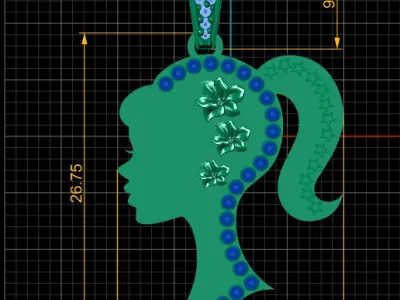 BARBIE FACE PENDANT 3D PRINTABLE MODEL  3D print model