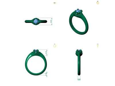 D-0725 engagement ring in rose gold 3D print model