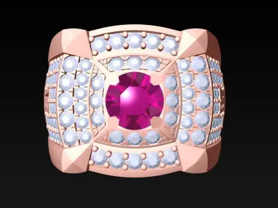 Diamond Rings - Mens Ring - N5238 3D print model