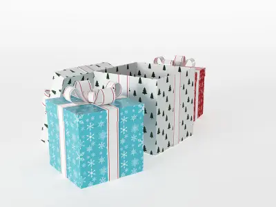 Classic Christmas gift boxes 3D model