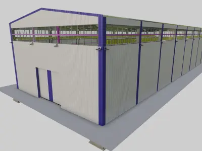Steel Structure - Warehouse - Type-3 3D model