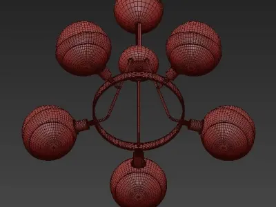 Hold Ball Brass Chandelier 5 3D model