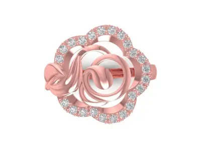 Luxury Rose Diamond Flower Ring for Women 1480 3D print model