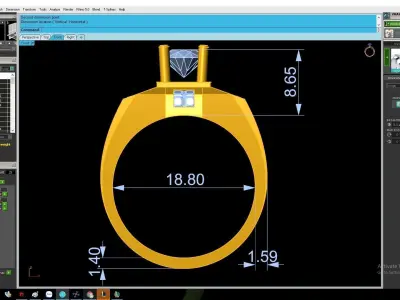 Luxury Square Diamond Ring with Center Stone for Men  2847 3D print model