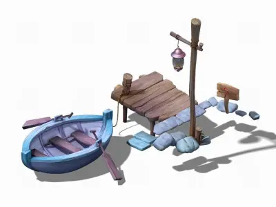 Game Wood - Boat 03 3D model