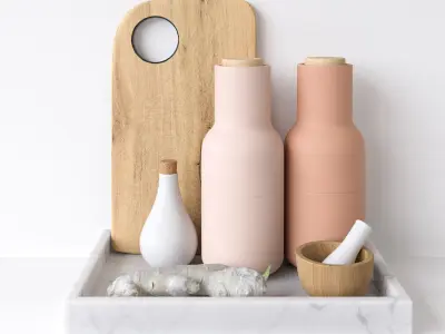 Decor Set Kitchen Menu Grinder 3D model