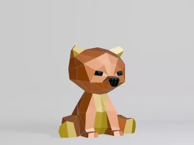 Polygonal Baby Bear Low-poly 3D model