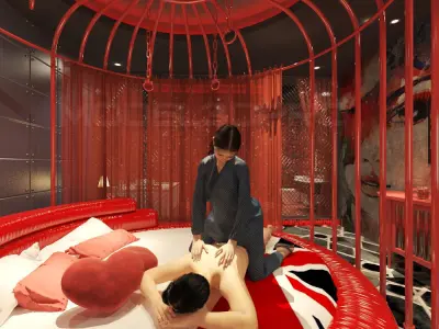 Hotel bed room interior design Model 3D - 01 3D model 3D model