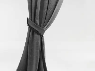 Curtains curtain hanging on rod 3D model