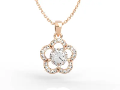 Flower Diamond Pendant Necklace 3D print model