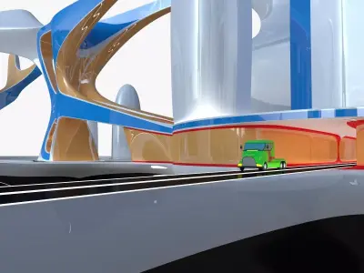 Future city III with cars 3D model