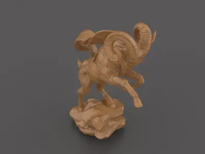 Mountain Goat Sculpture  3D Model for CNC Carving 3D Printing 3D print model