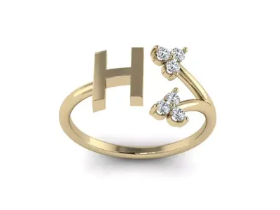 Jewelry Alphabet Ring H with Diamonds  3D print model