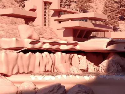 Fallingwater House by Frank Lloyd Wright Free 3D model