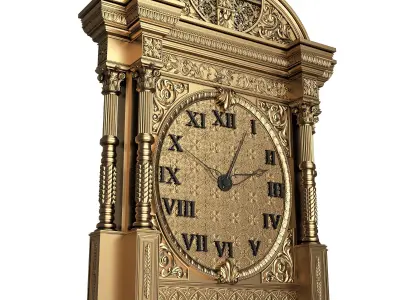 Classic Clock 014 Gold Low-poly 3D model