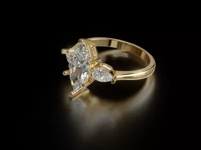 Luxury Three Stone Marquise Ring 3D print model